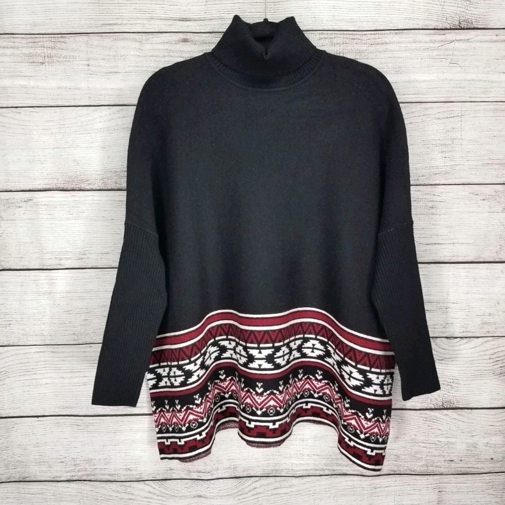 NWT Joseph A Aztec Sweater Tribal Turtleneck Pullover Boho Relaxed Women S Small